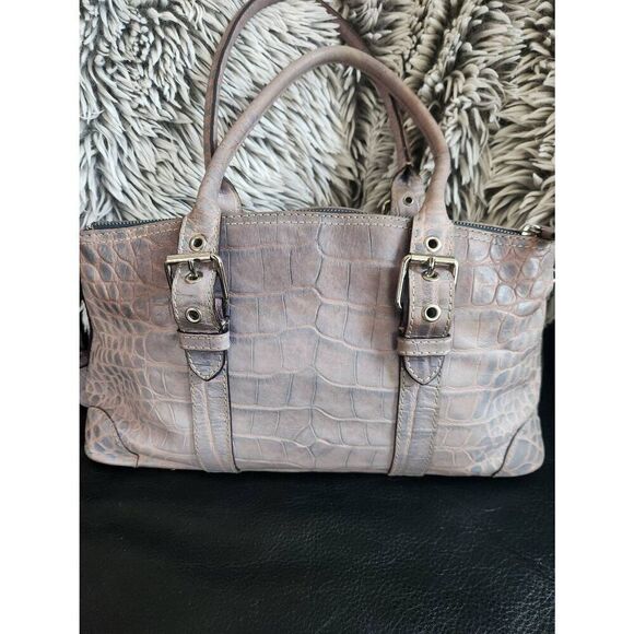 Dooney & Bourke Blue/Lavender Embossed Large Crocodile Handbag - Picture 4 of 13